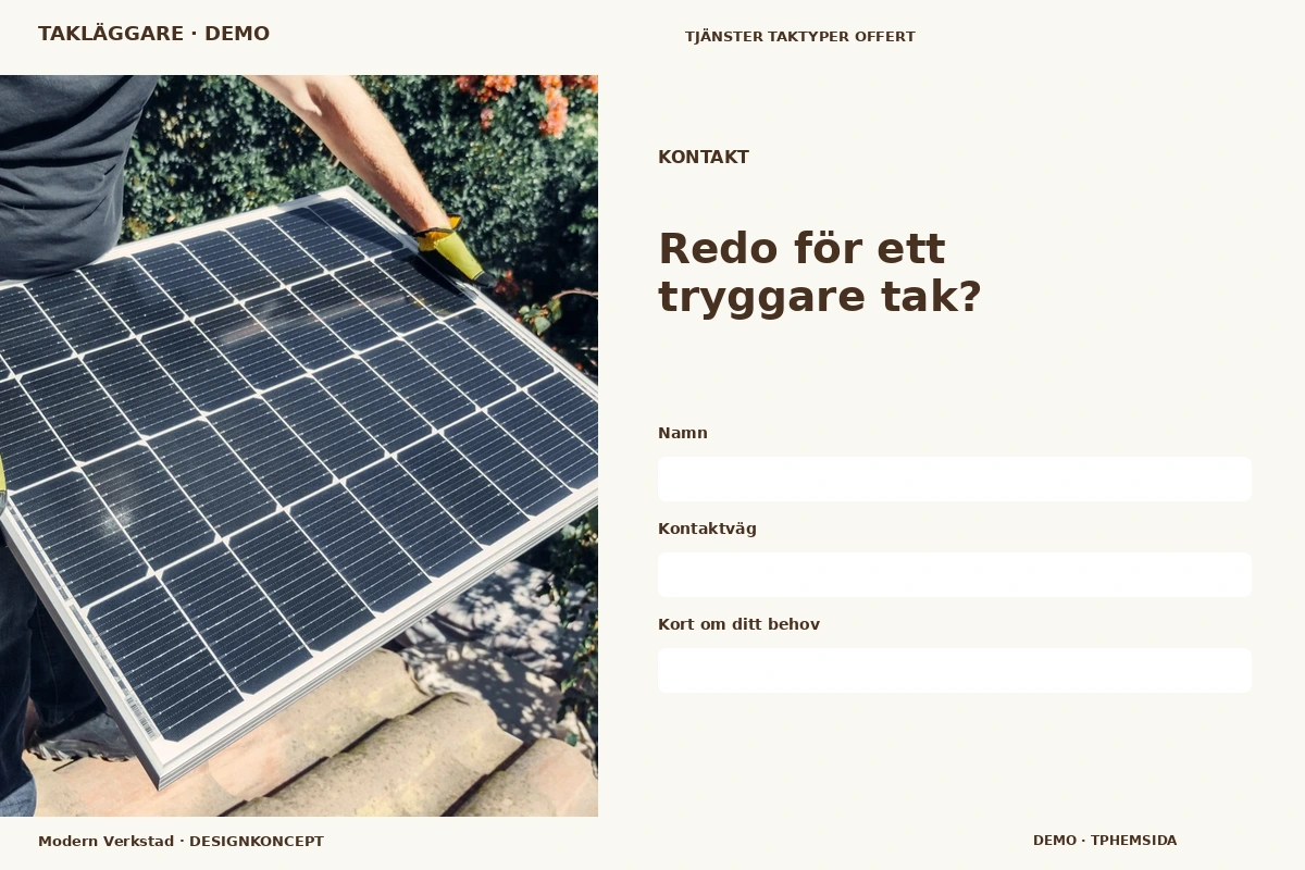 Modern Verkstad – Kontakt för takläggare