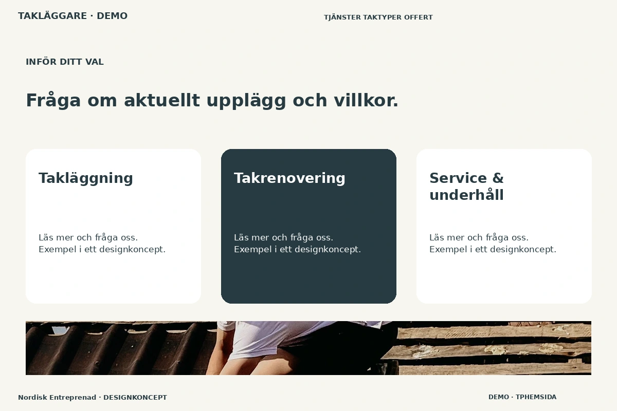 Nordisk Entreprenad – Alternativ & villkor för takläggare