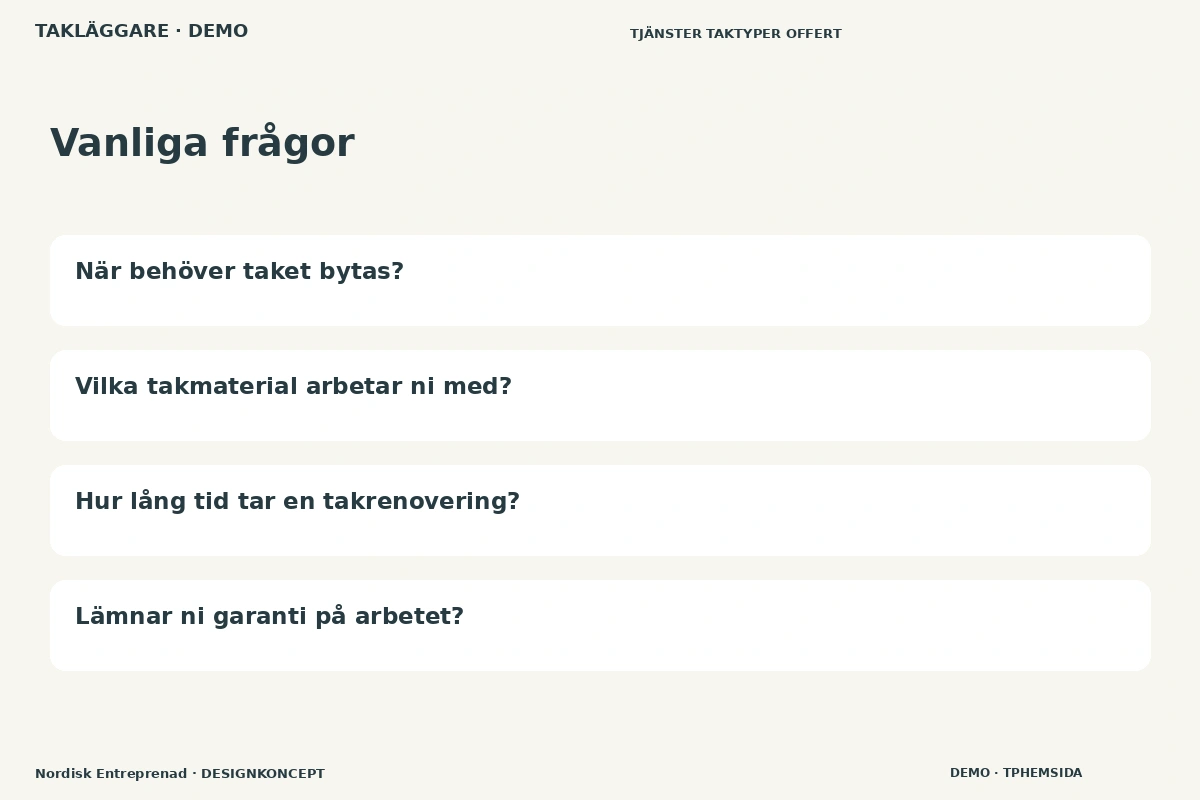 Nordisk Entreprenad – Vanliga frågor för takläggare
