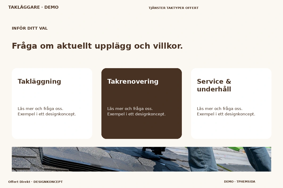 Offert Direkt – Alternativ & villkor för takläggare