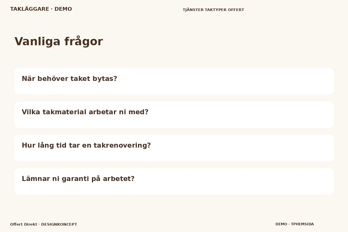 Offert Direkt – Vanliga frågor för takläggare