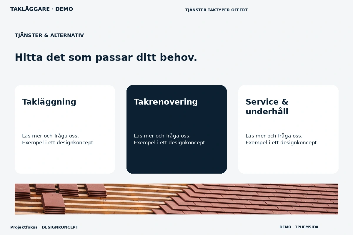 Projektfokus – Tjänster & alternativ för takläggare