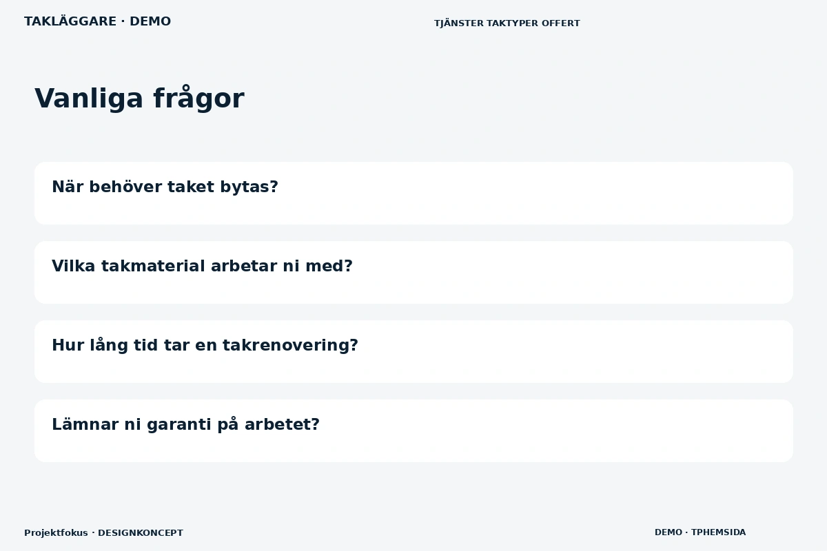 Projektfokus – Vanliga frågor för takläggare