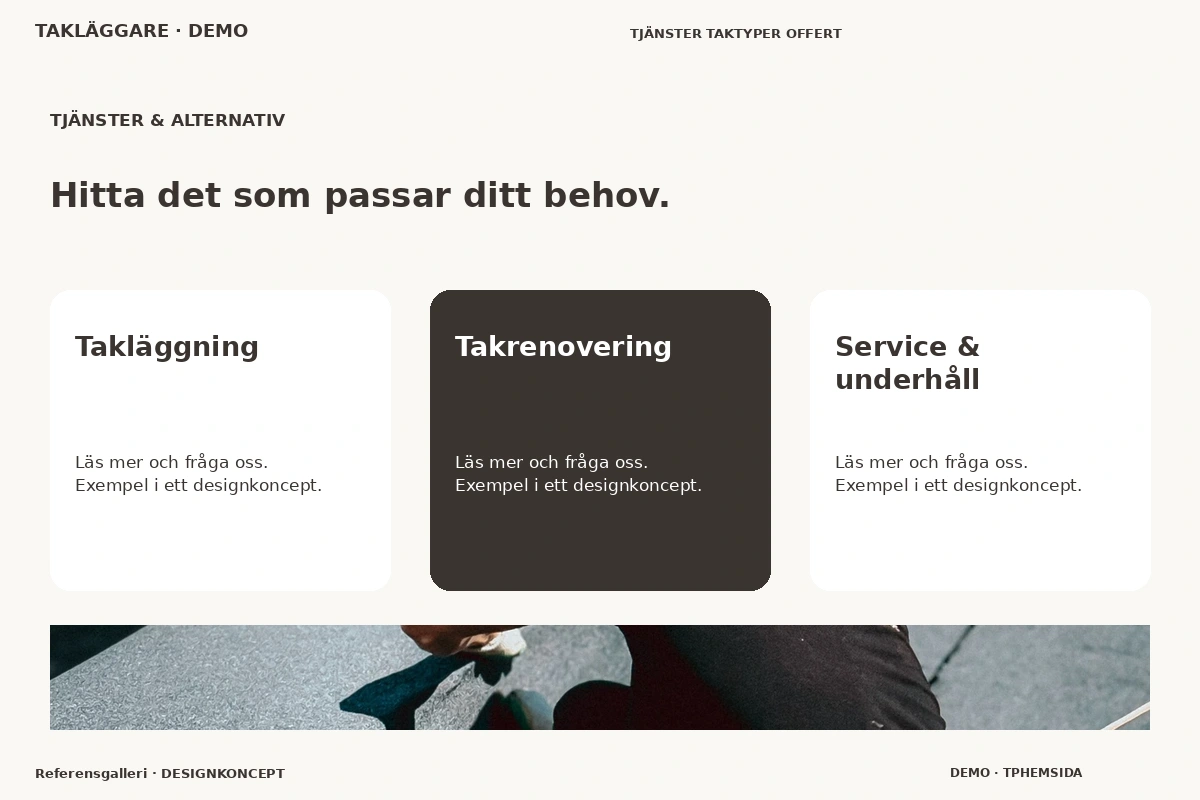 Referensgalleri – Tjänster & alternativ för takläggare