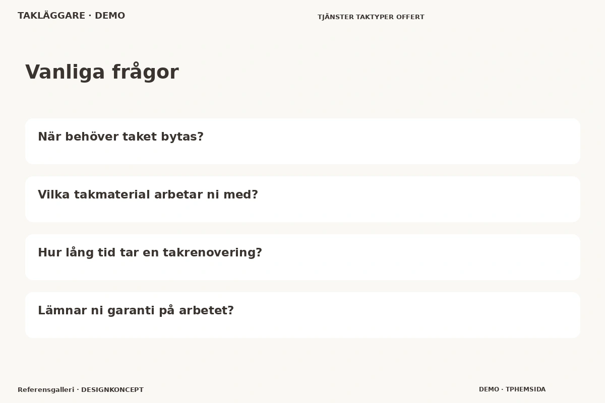 Referensgalleri – Vanliga frågor för takläggare