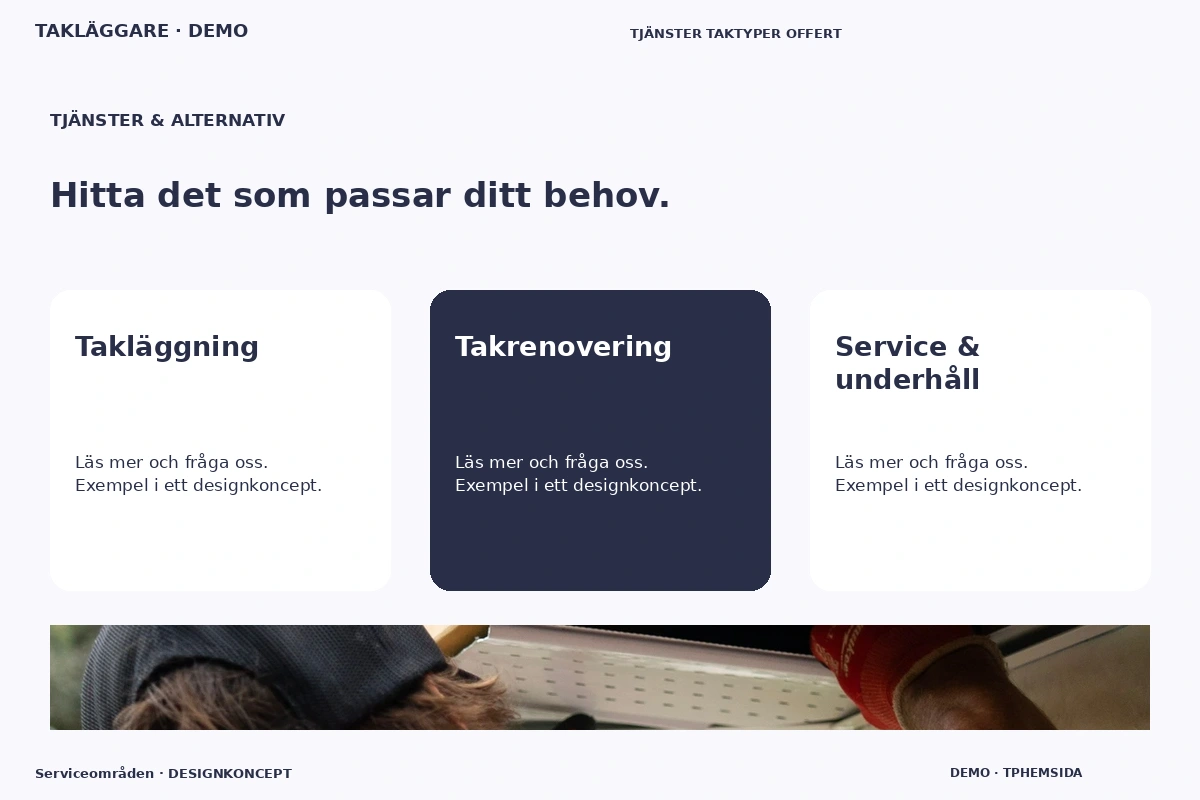 Serviceområden – Tjänster & alternativ för takläggare