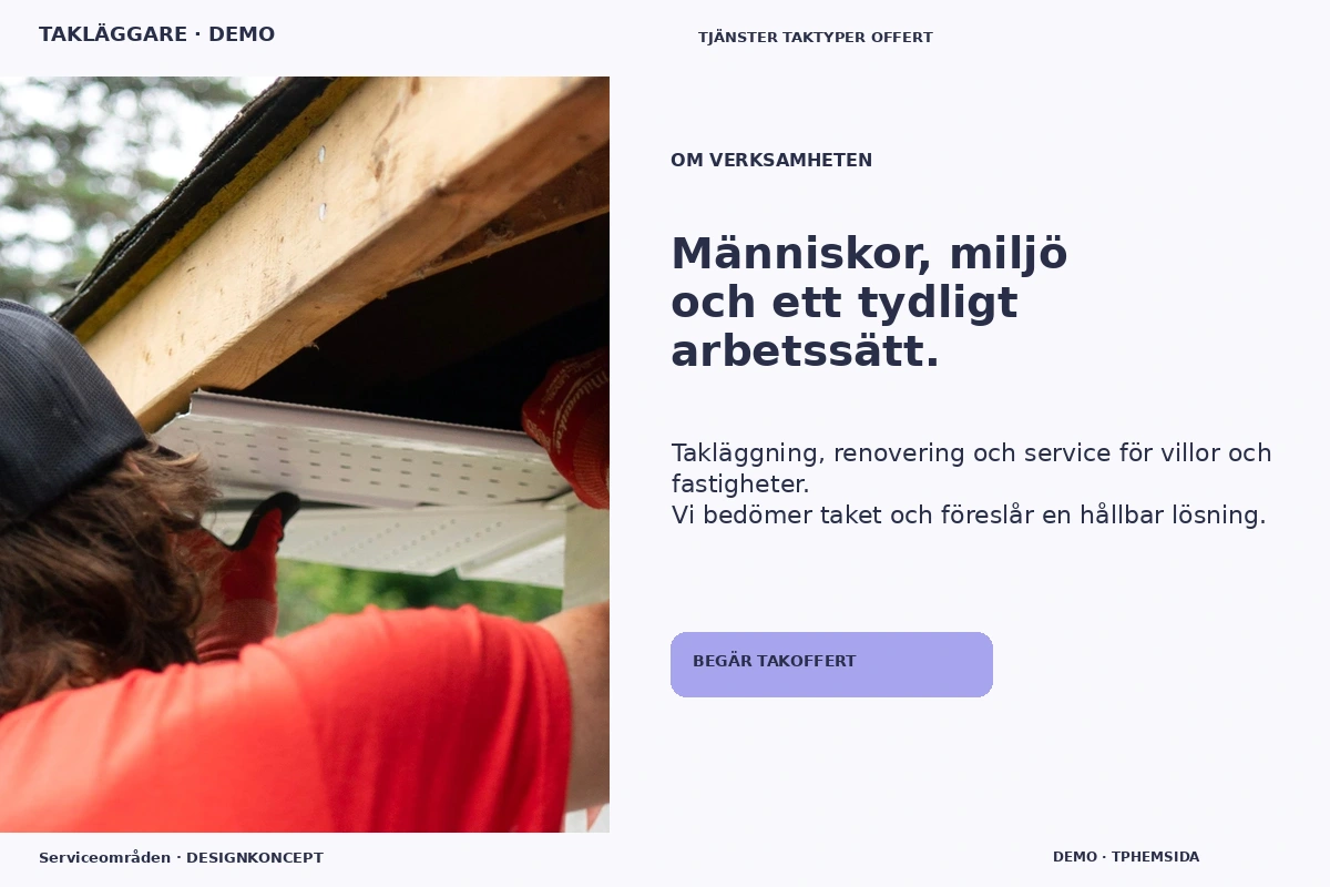 Serviceområden – Om verksamheten för takläggare