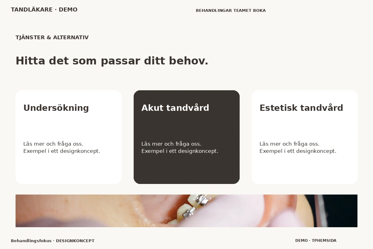 Behandlingsfokus – Tjänster & alternativ för tandläkare