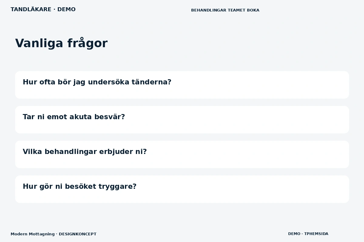 Modern Mottagning – Vanliga frågor för tandläkare