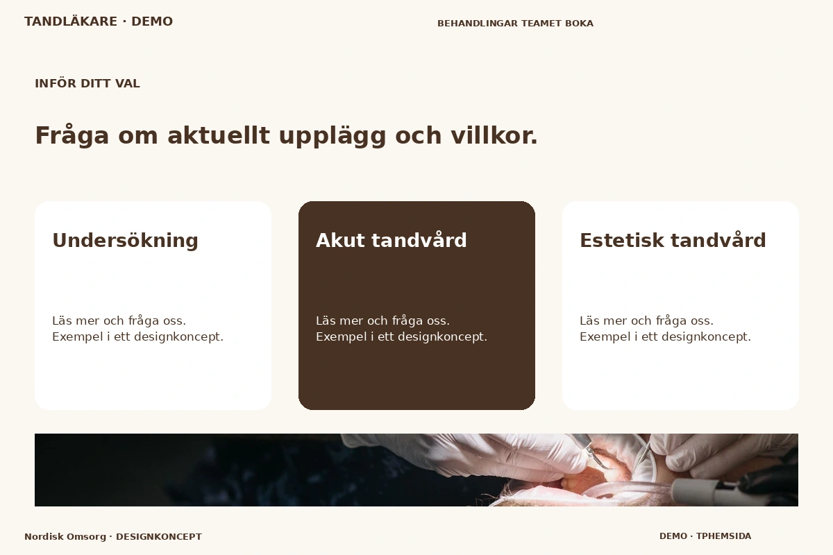 Nordisk Omsorg – Alternativ & villkor för tandläkare