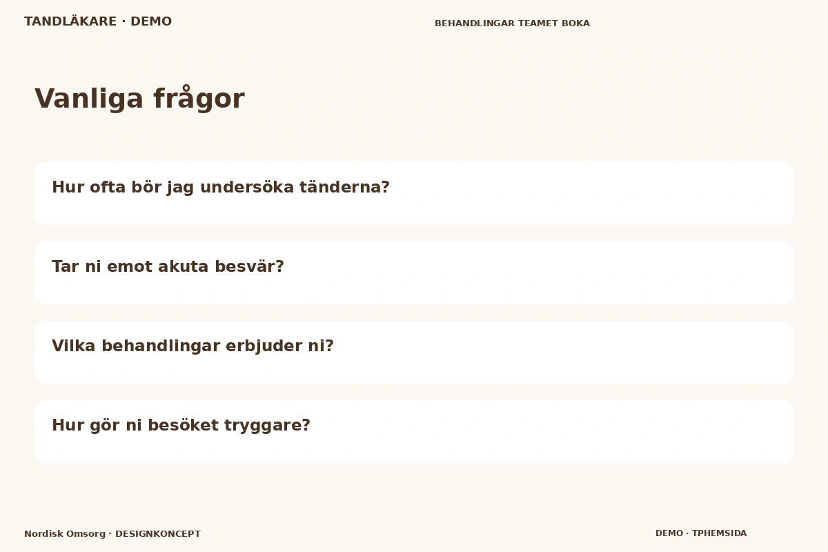 Nordisk Omsorg – Vanliga frågor för tandläkare