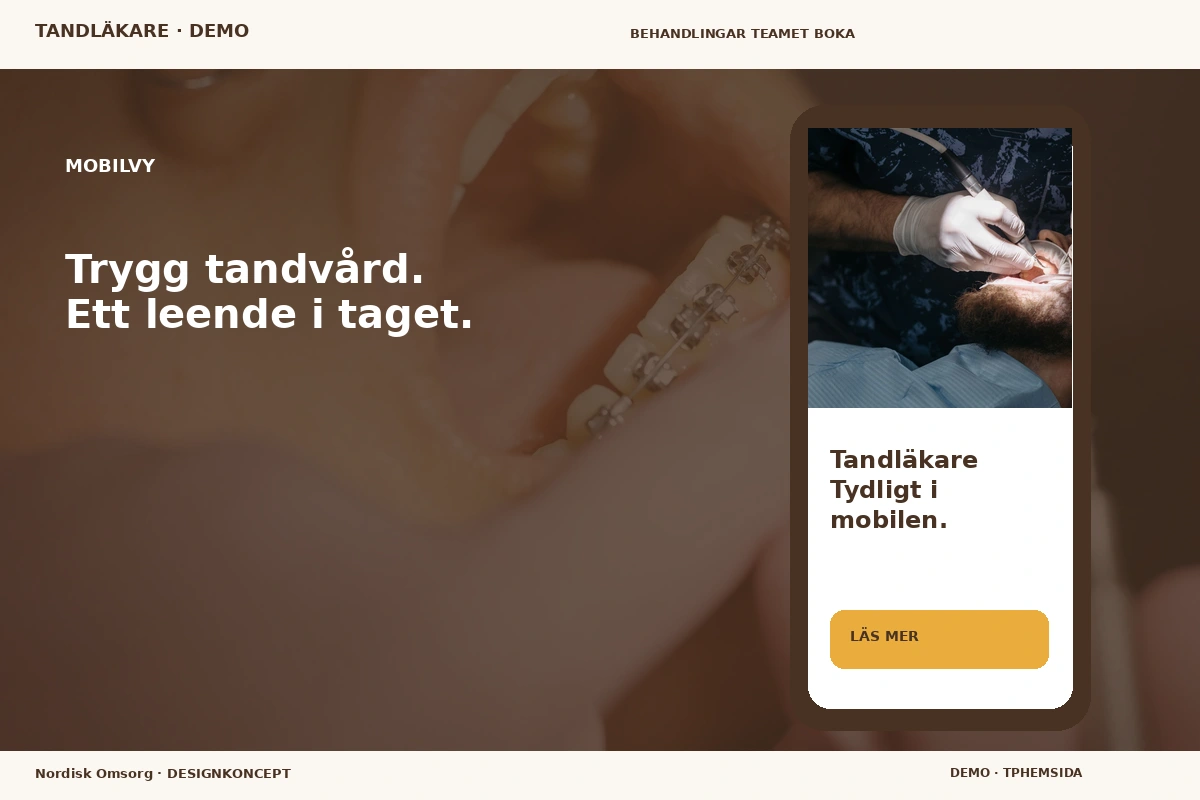 Nordisk Omsorg – Mobilvy för tandläkare