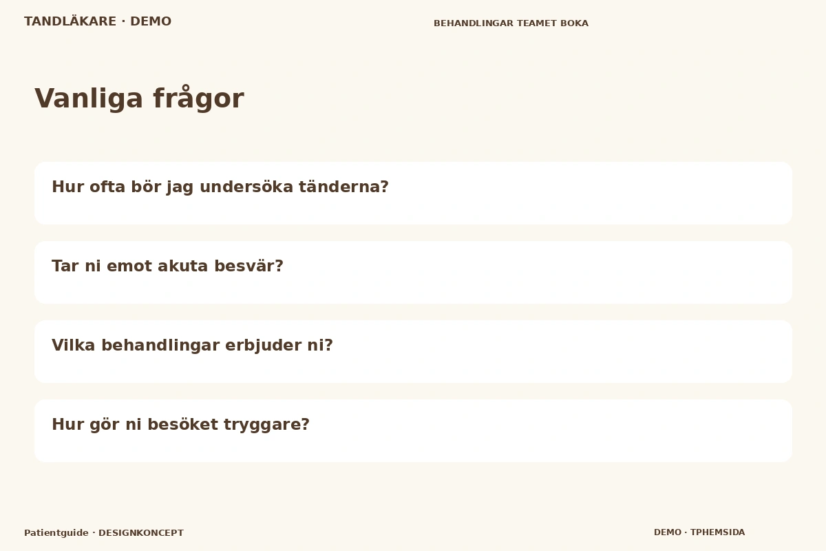 Patientguide – Vanliga frågor för tandläkare