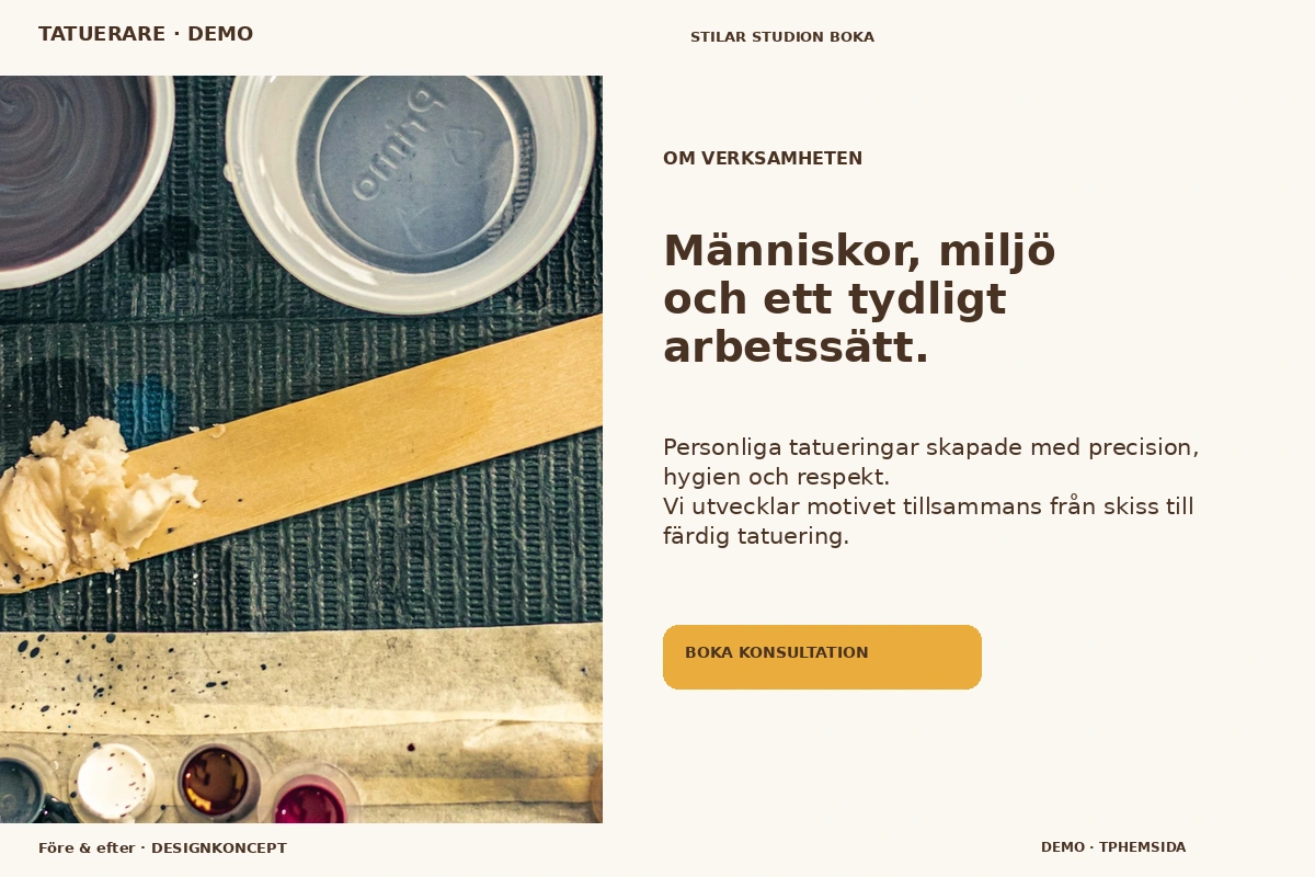 Före & efter – Om verksamheten för tatuerare