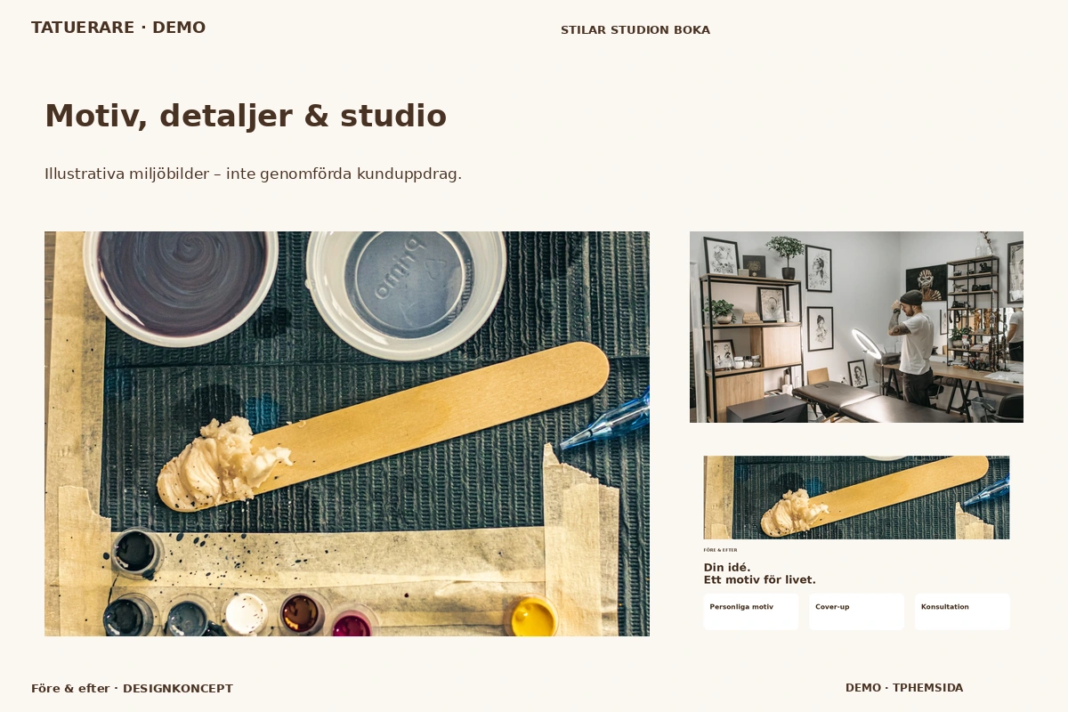 Före & efter – Motiv, detaljer & studio för tatuerare