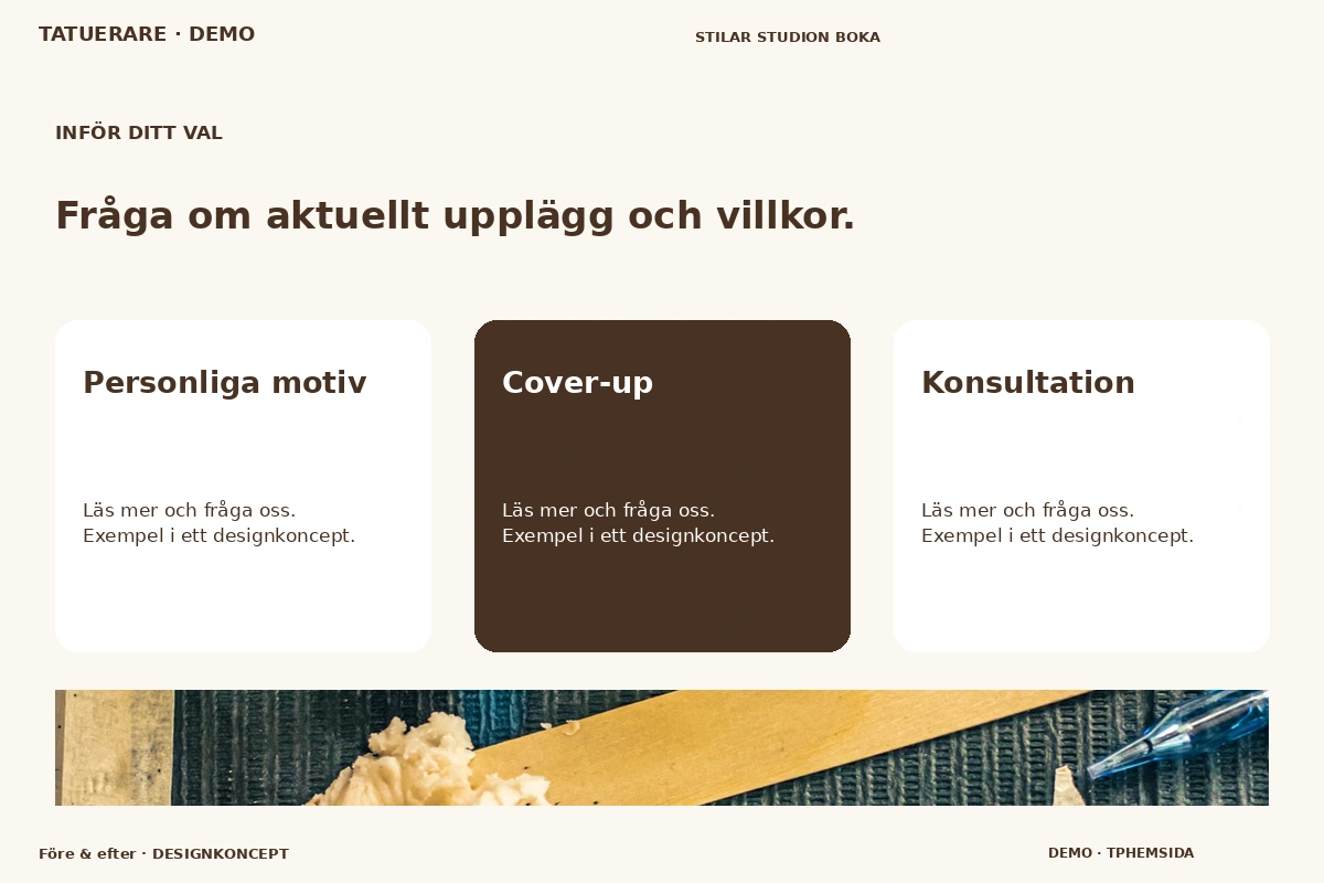 Före & efter – Alternativ & villkor för tatuerare