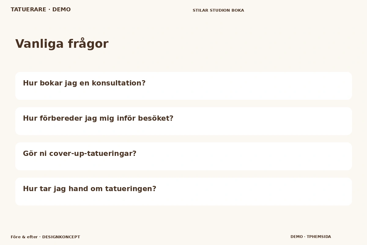 Före & efter – Vanliga frågor för tatuerare