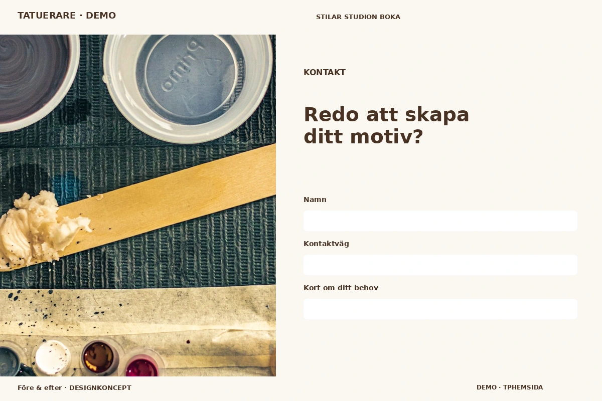 Före & efter – Kontakt för tatuerare