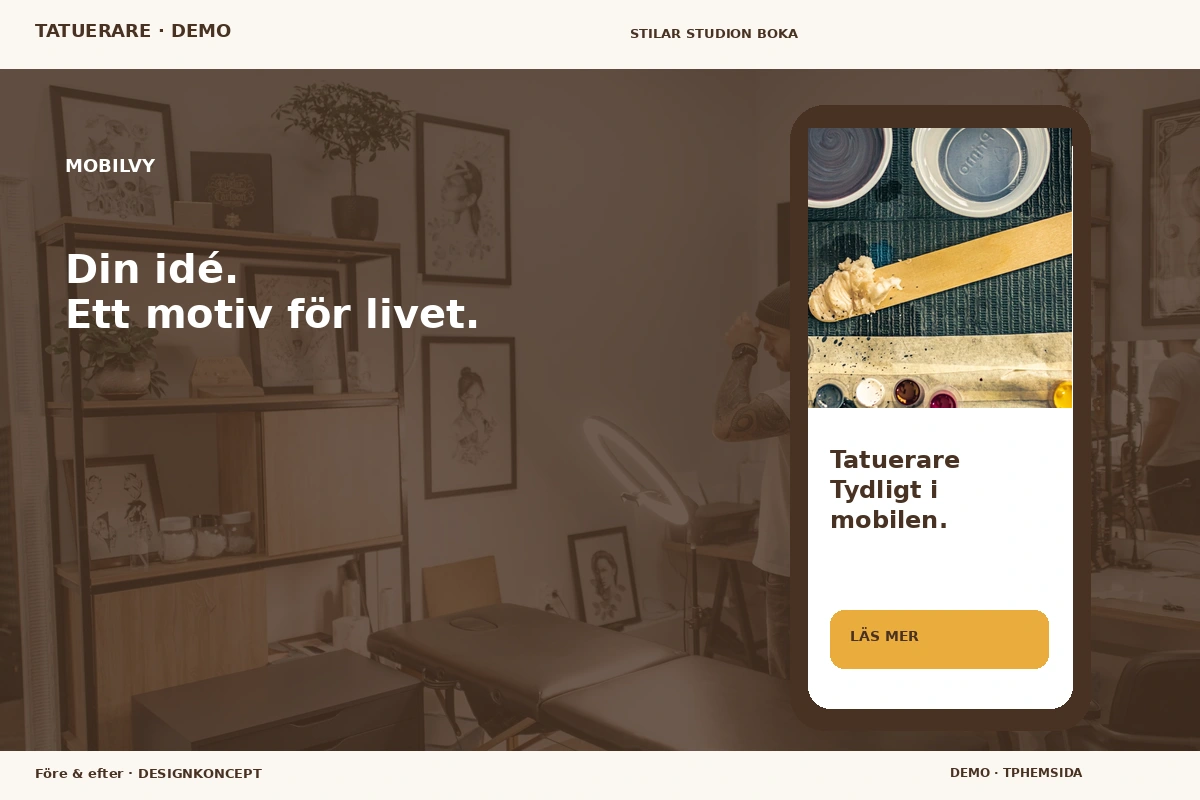 Före & efter – Mobilvy för tatuerare