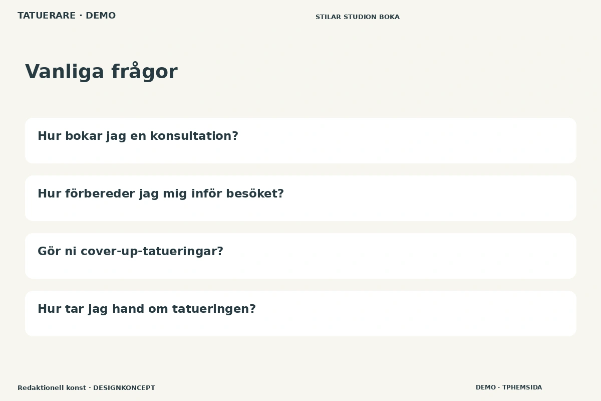 Redaktionell konst – Vanliga frågor för tatuerare