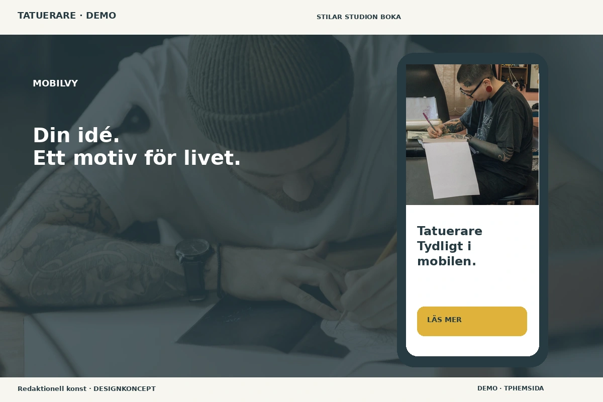 Redaktionell konst – Mobilvy för tatuerare