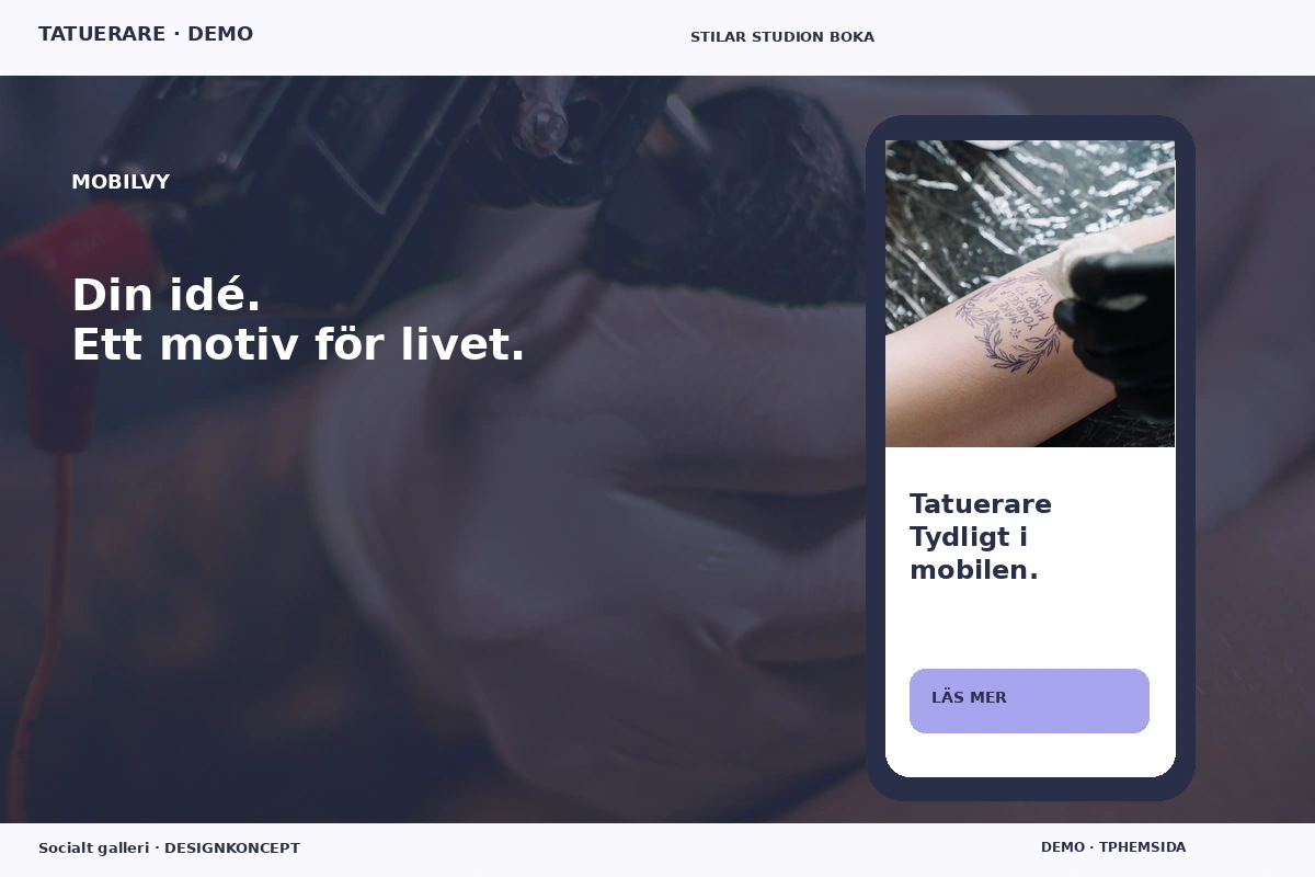 Socialt galleri – Mobilvy för tatuerare
