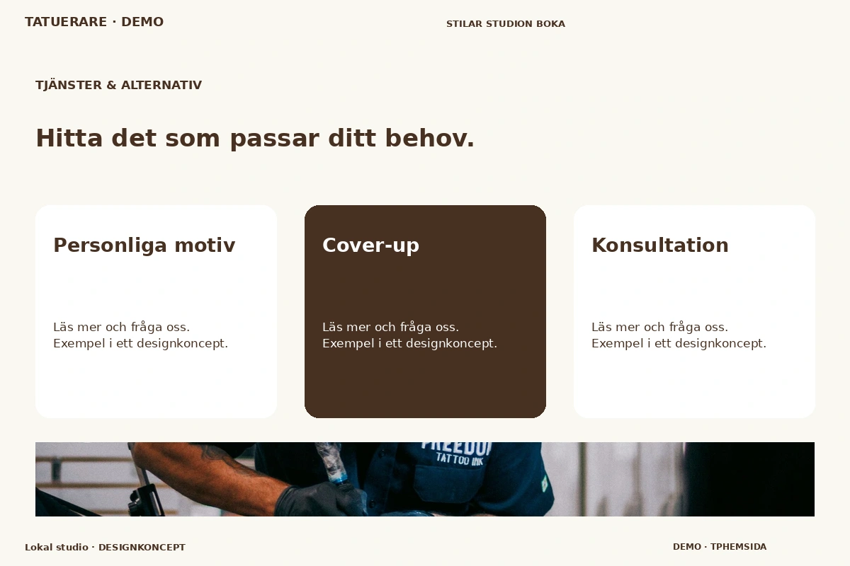 Lokal studio – Tjänster & alternativ för tatuerare