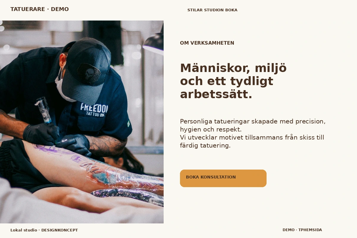 Lokal studio – Om verksamheten för tatuerare