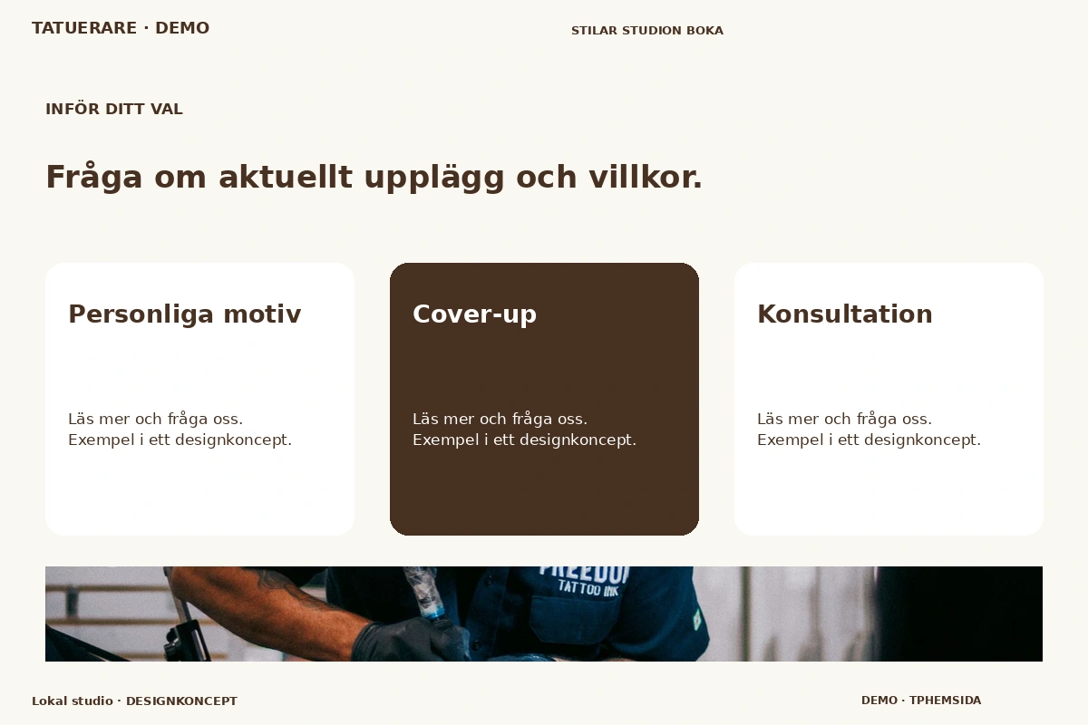 Lokal studio – Alternativ & villkor för tatuerare