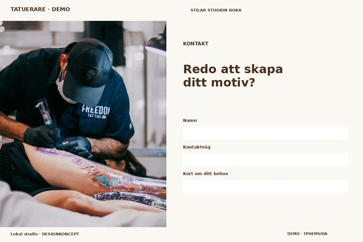 Lokal studio – Kontakt för tatuerare