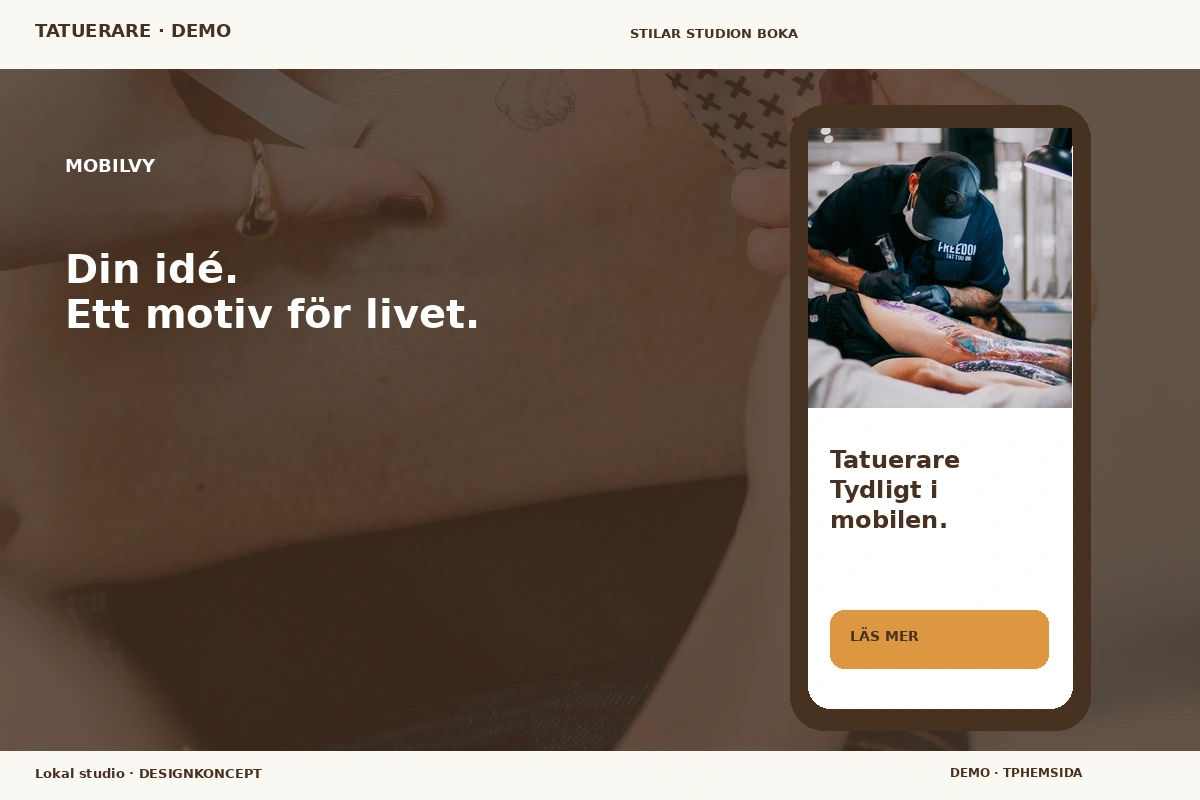 Lokal studio – Mobilvy för tatuerare