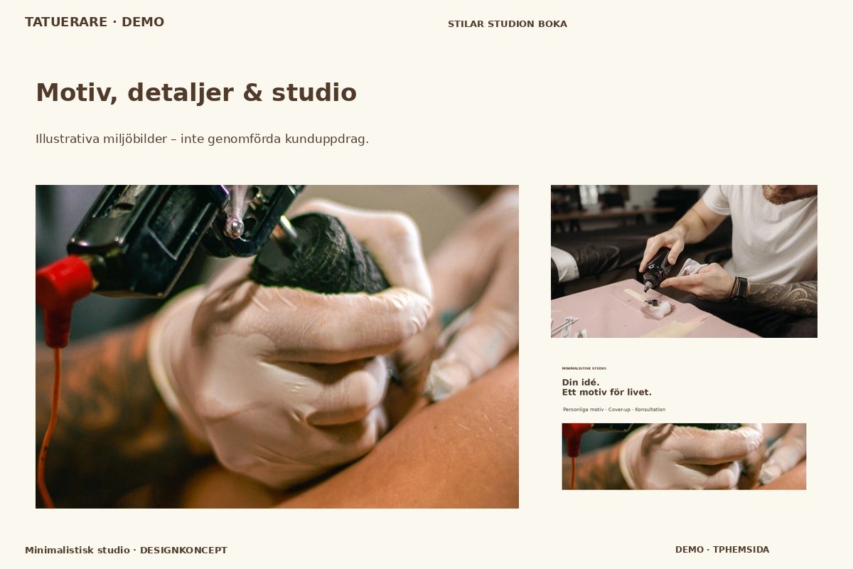 Minimalistisk studio – Motiv, detaljer & studio för tatuerare