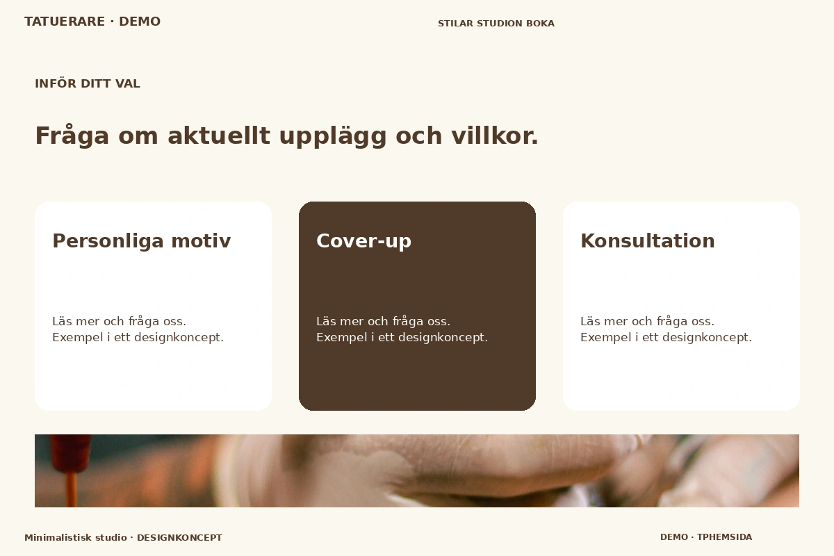 Minimalistisk studio – Alternativ & villkor för tatuerare