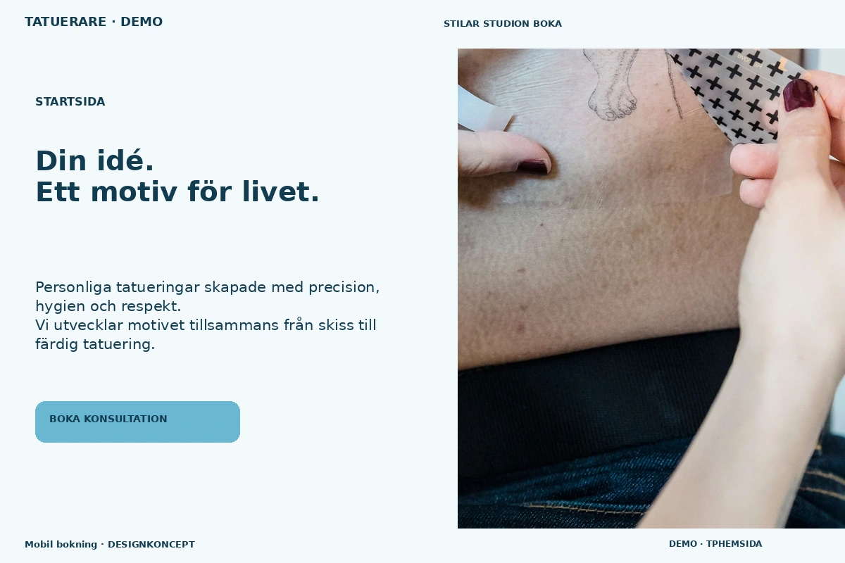 Mobil bokning – Startsida för tatuerare