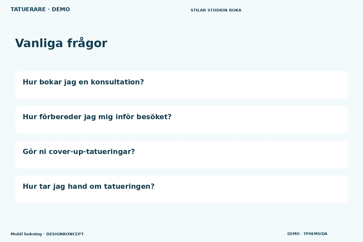 Mobil bokning – Vanliga frågor för tatuerare