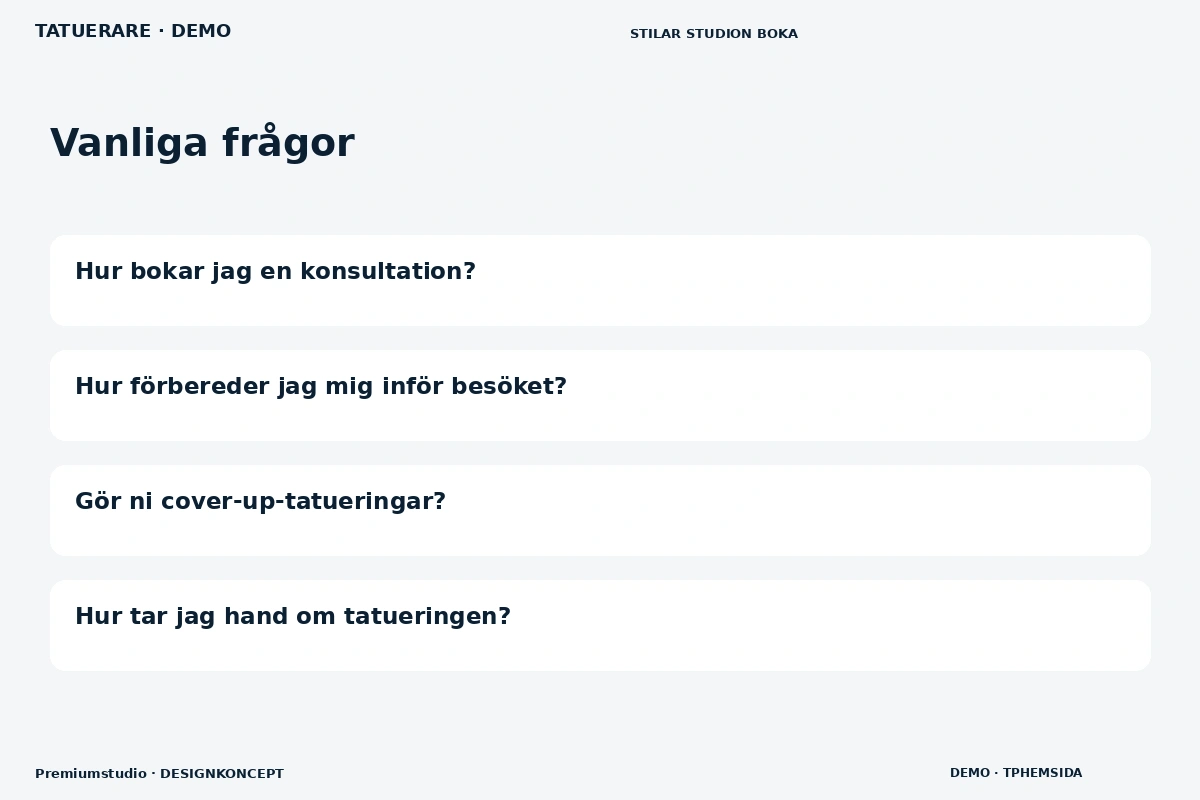 Premiumstudio – Vanliga frågor för tatuerare