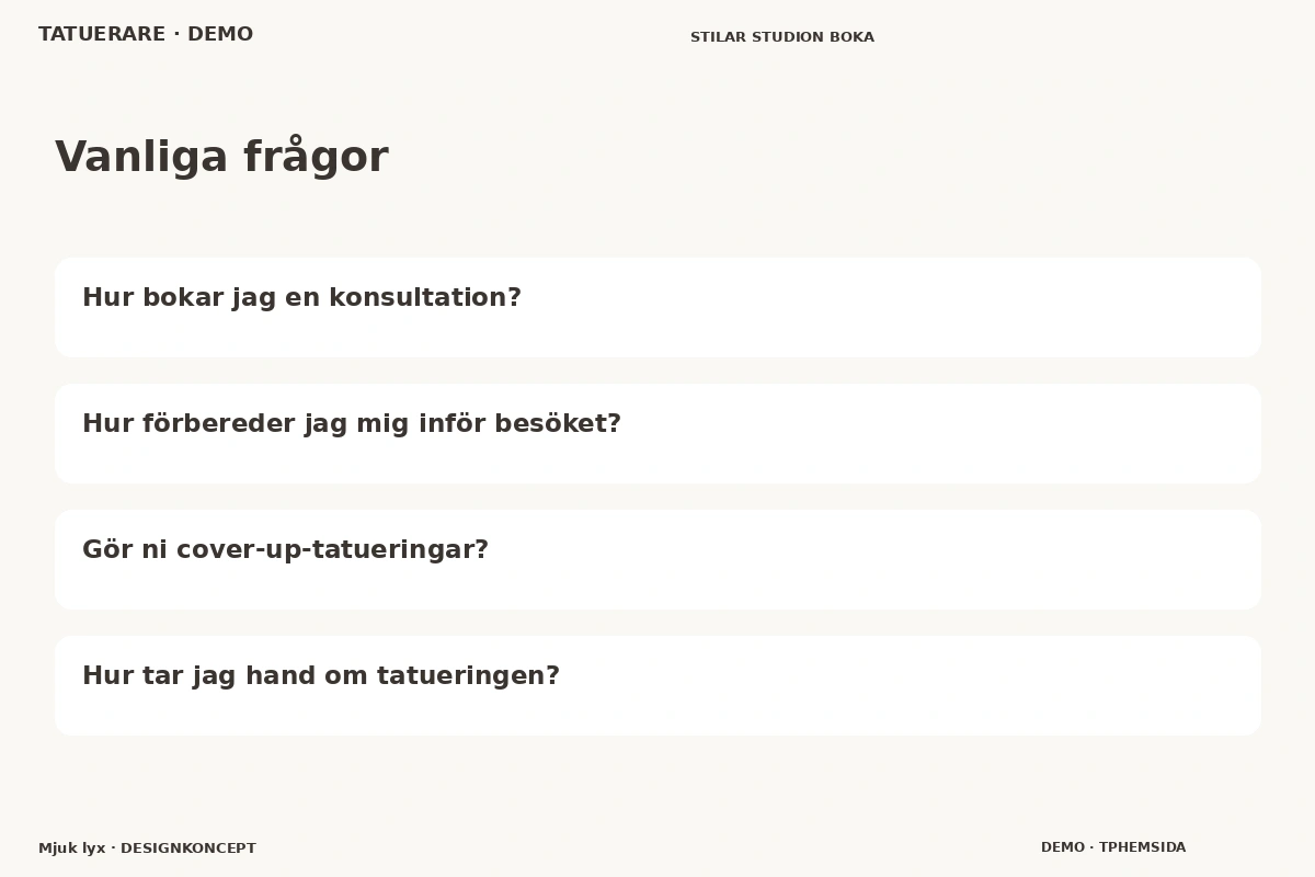 Mjuk lyx – Vanliga frågor för tatuerare