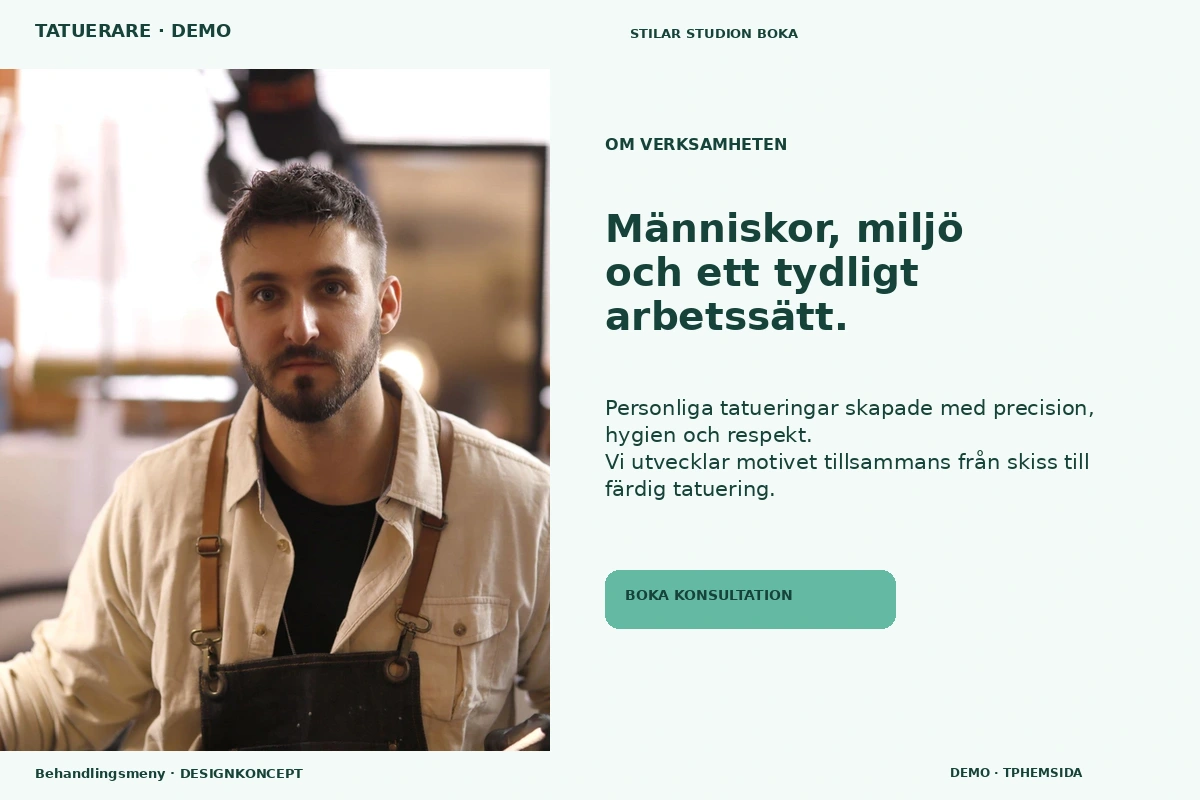 Behandlingsmeny – Om verksamheten för tatuerare