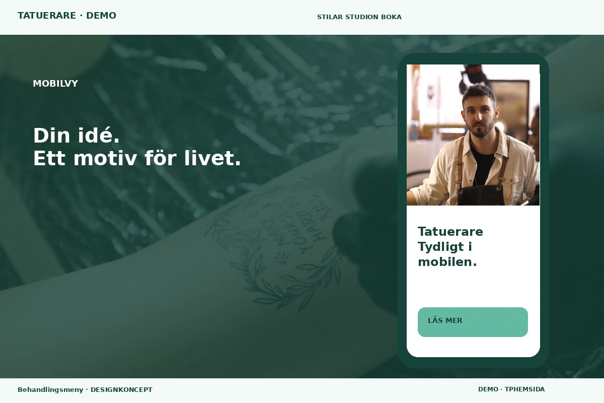 Behandlingsmeny – Mobilvy för tatuerare