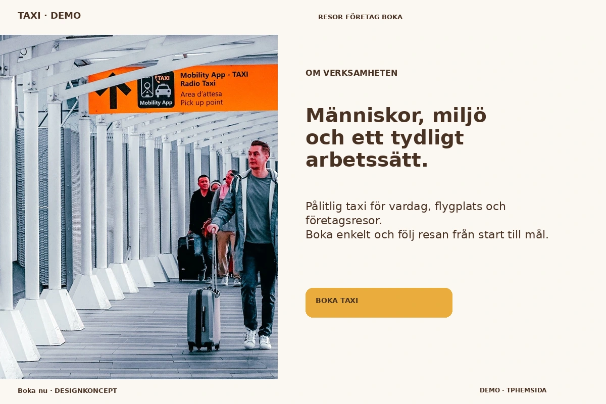 Boka nu – Om verksamheten för taxi