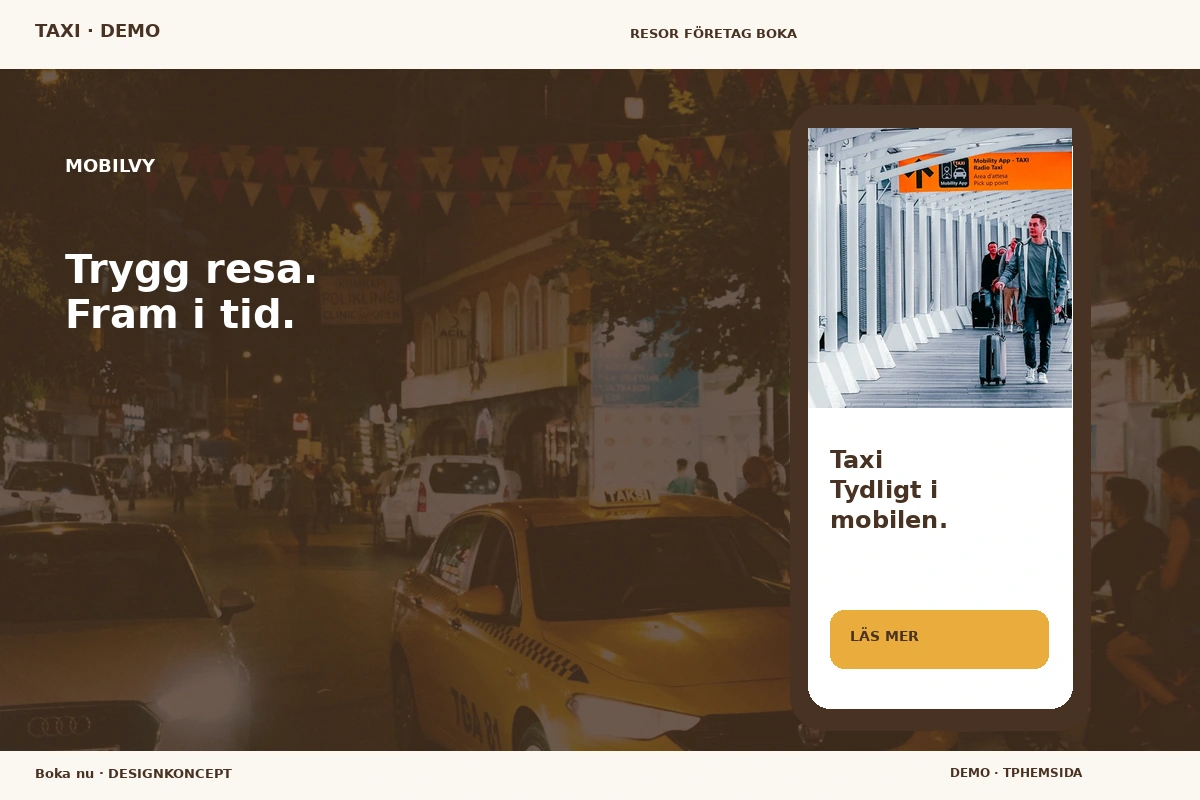 Boka nu – Mobilvy för taxi