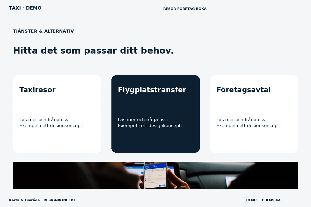 Karta & Område – Tjänster & alternativ för taxi