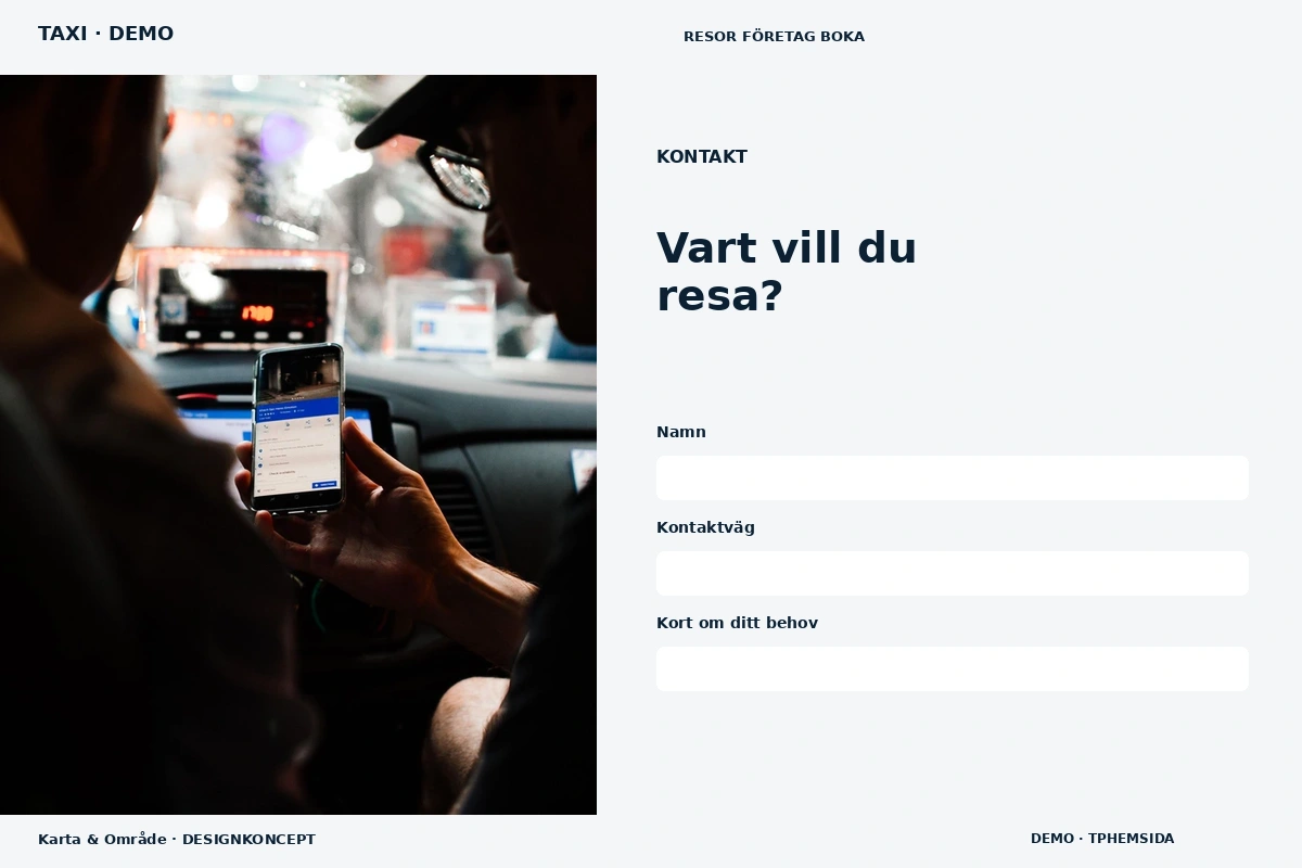 Karta & Område – Kontakt för taxi