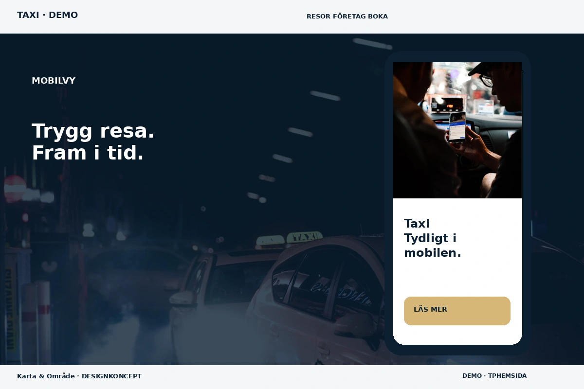 Karta & Område – Mobilvy för taxi