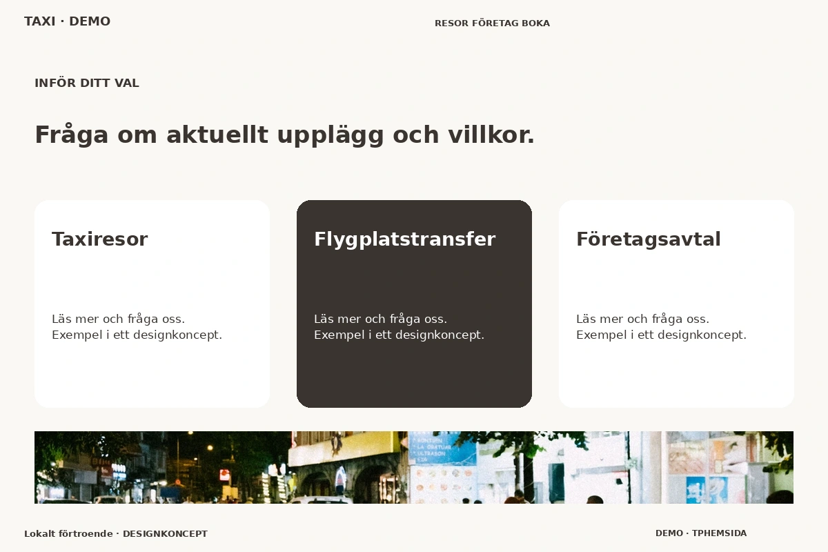 Lokalt förtroende – Alternativ & villkor för taxi