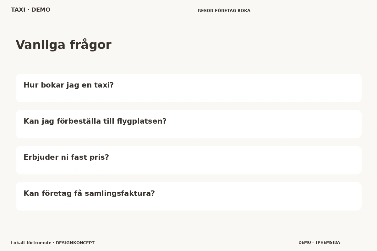 Lokalt förtroende – Vanliga frågor för taxi