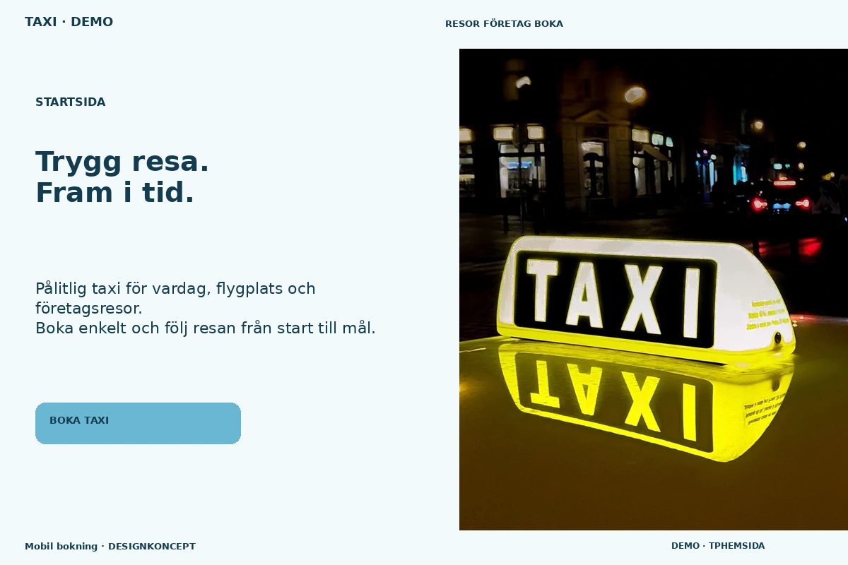 Mobil bokning – Startsida för taxi