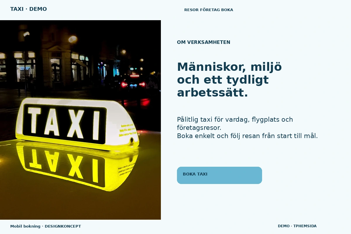 Mobil bokning – Om verksamheten för taxi