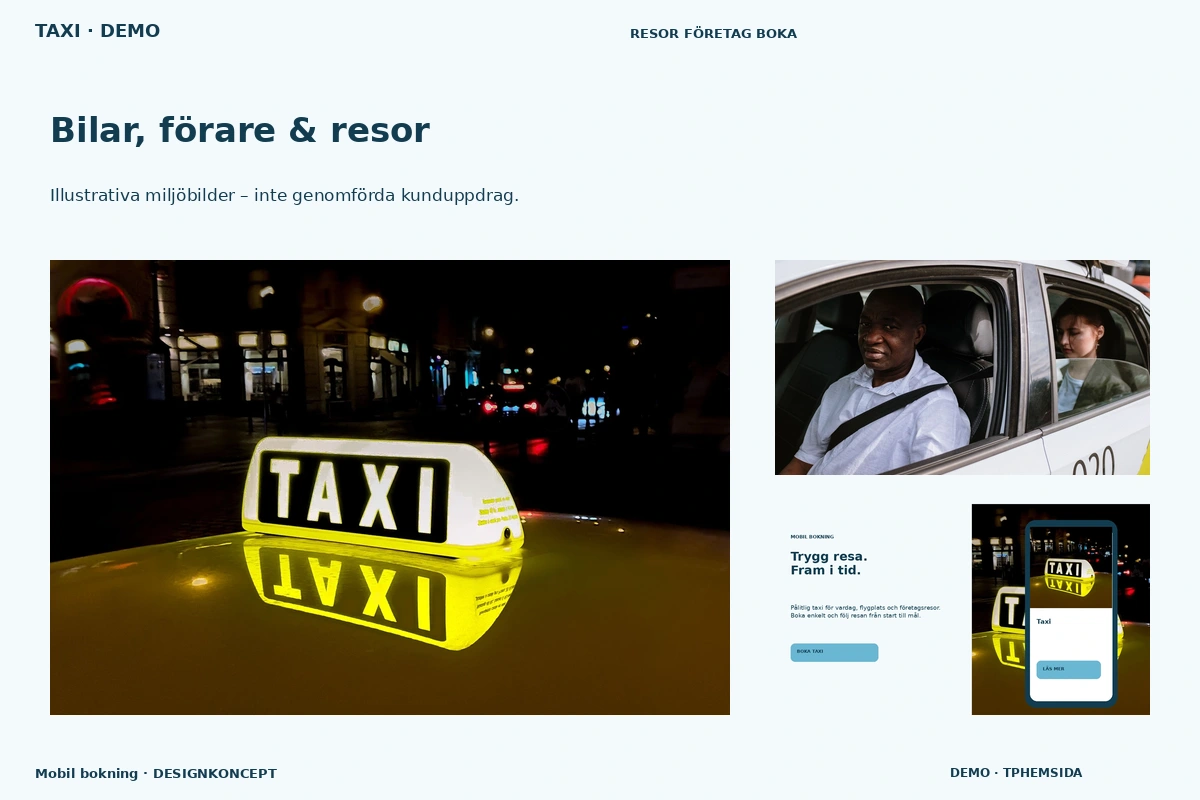 Mobil bokning – Bilar, förare & resor för taxi