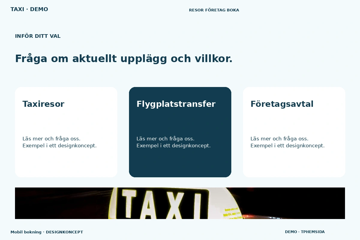 Mobil bokning – Alternativ & villkor för taxi